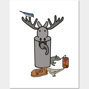 Moose trashcan Posters and Art